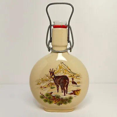 $40 • Buy Vintage German Porcelain Bottle Flask By WTK Alpine Goat Chamois Scene