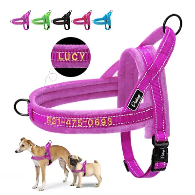 No Pull Front Leading Embroidered Dog Harness Personalised With Name Reflective  • $28.59