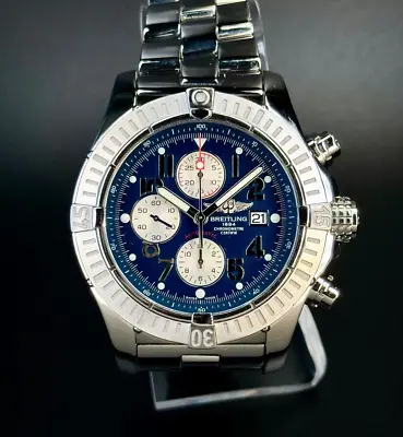 Breitling Super Avenger Chronograph 48MM- A13370 - Blue Dial - Fully Linked - SS • $3700