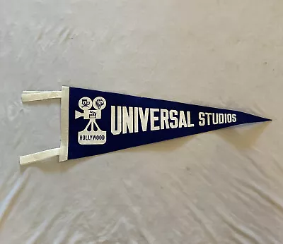 Vintage UNIVERSAL STUDIOS HOLLYWOOD Blue FELT PENNANT Banner 1978 • $20