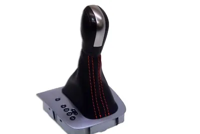 Automatic Shift Boot Faux Leather For VW Jetta 11-18 Black W Red Stitch • $28.99