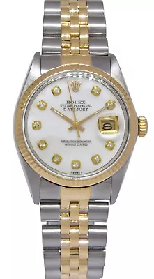 Rolex Datejust 18k Yellow Gold/Steel MOP Diamond Dial 36mm Watch '85 16013 • $5950