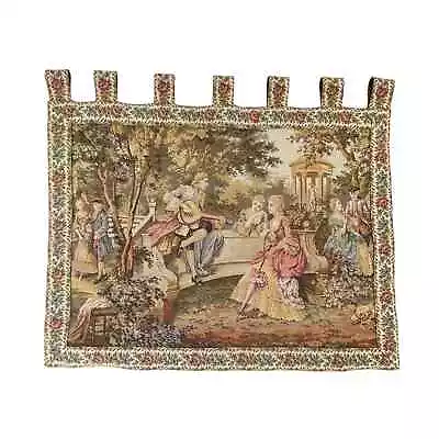 Society In The Park Left European Tapestry-Wall Art Hanging Vintage Original • $175