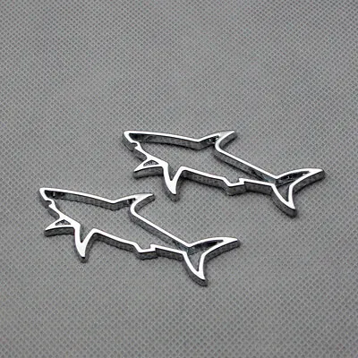 2Pcs Chrome Door Fender Metal Hollow Shark Badge Decal Rear Lid Fish Emblem Logo • $8.99
