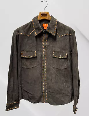 NDX Nederland Trucker Suede Jacket Shirt Jacket Snap Western Leather Sewn L • $124.95