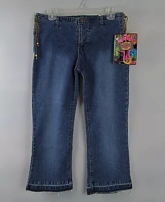 Vintage Mudd Yo! Jeans Blue Size 9 Cropped Leg Laces Flare Denim Y2K 2000s New • $49.95