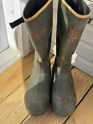 Lacrosse Burly Rubber Boots OD-Green 18in Air Grip Foam Insulated Size 8 • £48.21