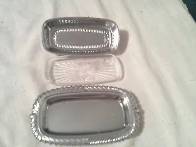 Vintage Stainless Steel Butter Dish Glass Insert • $22.99