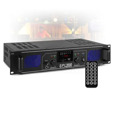 SPL2000 Two Channel PA Amplifier USB MP3 AUX 19  2U Rack Mount DJ Amp 2000W • £185