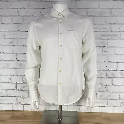 Alex Crane Shirt Men’s Medium Long Sleeve 100% Linen White Button Up • $34.99