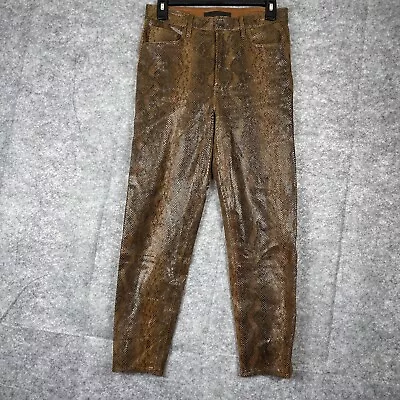 J Brand Ruby High Rise Skinny Pant Lambskin Leather Brown Size 27 Cropped Pants • $231.99