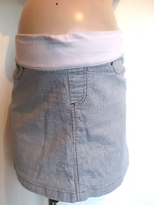 Seraphine Maternity Blue & White Stripe Under Bump Skirt Size 12 • £12.75