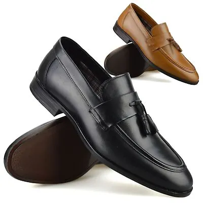 £26.98 • Buy Mens Leather Slip On Tassel Loafers Casual Smart Mocassin Designer Shoes Size