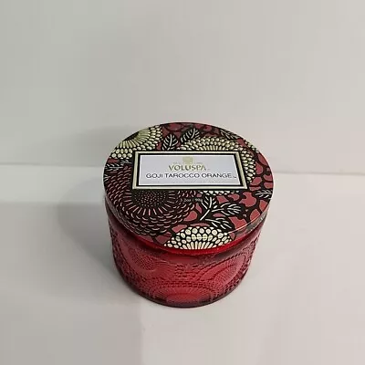 NEW Voluspa  Goji Tarocco Orange Embossed Red Glass Jar Candle 90g • $16.99