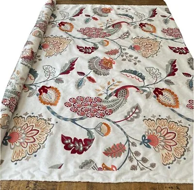 Jane Churchill Fabric Material Azara Jaipur Peacock Red Slate 2.6m Full Width • £149.99