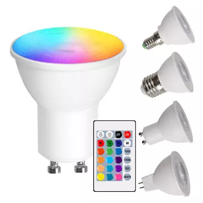 1-6pack RGB LED Light Bulb E14 E26 E27 GU10 MR16 Colors Changing Dimmable Lamps • $10.25
