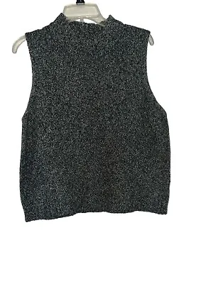 Vintage Augusta Silk  Knit Cashmere ? Sweater Vest  Gray & White Black  42 Chest • $12