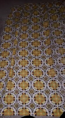 Vintage 50s 60s Floral Cotton Kitchen Yellow Single Curtain Camper Kitchen • £21