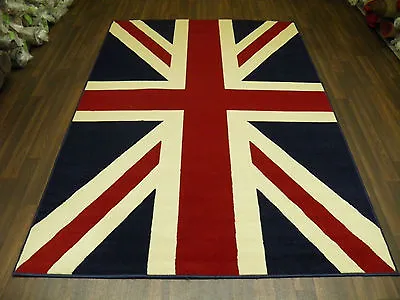 Rugs Approx 8x5 160x230cm Woven Union Jack Red/white/Blue Quality Rug BARGAIN • £59.99