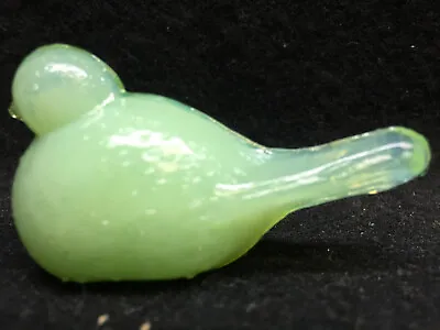 Jadeite Green Milk Vaseline Glass Bird Songbird Animal Uranium Paperweight Jade  • $2.99