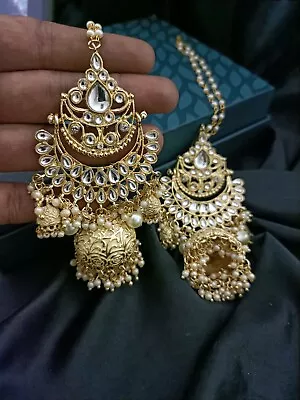 Bollywood Indian Designer Kundan Meenakari Earring With Kanchain Bridal Earring • $36.99