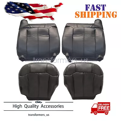 Replacement Both Side Leather Seat Cover Dark Gray For 1999-02 Chevy Silverado • $101.19