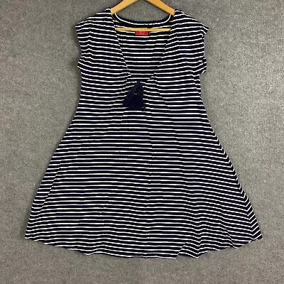 Tigerlily Dress Womens 14 Blue White Fit Flare Striped Nautical Sailor Flowy • £18.58