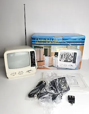 Mini TV 5  Portable B&W TV W/ AM FM Radio New Open Box Complete Spectra 58-BWR • $39.95