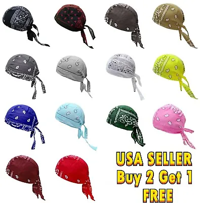 Cotton Durag Unisex Wave Cap Hat Doo Rag Biker Smooth Head Wrap Skull Cap Du-rag • $4.39