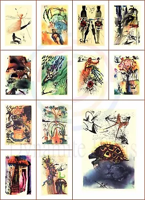 $79.99 • Buy SALVADOR DALI Alice In Wonderland Illustrations 100% Cotton Canvas Prints