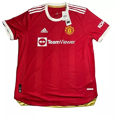 Adidas Manchester United Home Authentic Soccer Jersey $130 Red White H31090 XL • $68.79