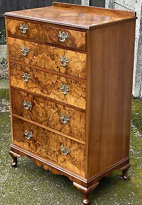 Superb Tall Walnut Art Deco Chest Of Drawers  Amazing Veneers We Deliver • £1095