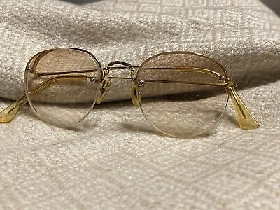 Antique SC USA Gold Tone Wire Rimmed Eyeglasses Thick Lenses • $25