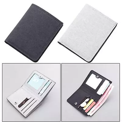 Men Canvas Wallet Short Money Bag Foldable Vertical Bifold With Coin Pocket • £6.68