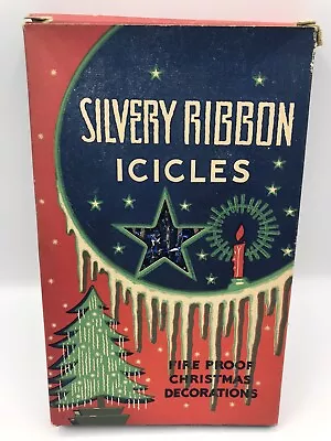 Vintage Silvery Ribbon Christmas Tree Icicles Metal Tinsel • $5.50