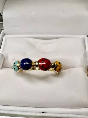 Aaron Basha 18k Charm Ring Enamel Ladybug Collection Unique Piece $1900 Retail • $797