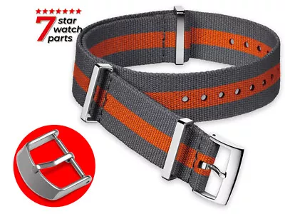 NATO Watch Strap Band DIVERS G10 Military NYLON Fabric Army Men’s Grey Orange • £8.49