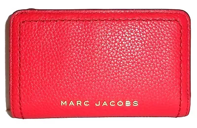 MARC JACOBS Fire Red Leather Leather Bifold Zip Wallet  NWT • $65