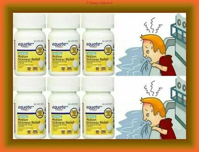 6 Bottles Equate Motion Sickness Relief Tablets Anti Nausea 50 Mg Dimenhydrinate • $39.99