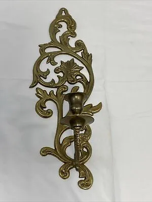 Vintage 15” Ornate Brass Wall Sconce • $17