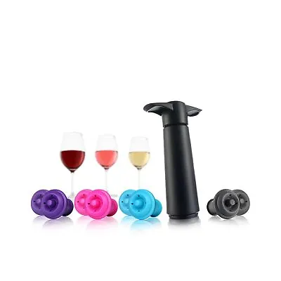 $55.78 • Buy Vacu Vin Wine Saver Pump, Black With Colored Stoppers, (0980451-MMP)