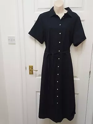 Primark Black Linen Mix Shirt Dress- Size 14 New With Tags • £7.99