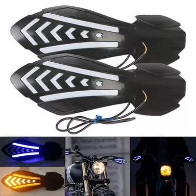 Waterproof Motorcycle Handlebar Handguards LED Flowing Turn Signals Windproof • $20.60