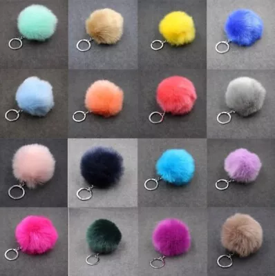 Fluffy Soft Pompom Keyring Keychain Faux Fur Handbag Pendant Charm Ball UK • £0.99