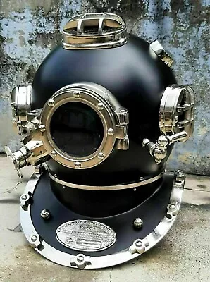 Black Diving Divers Helmet Morse Marine Navy Boston Helmet Maritime Scuba W Base • $185