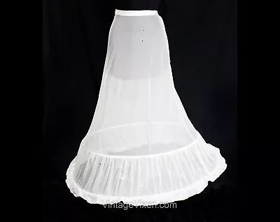 Hoop Skirt For Formal Gown - 1940s Sheer White Floor Length Petticoat - Waist 27 • $47.99