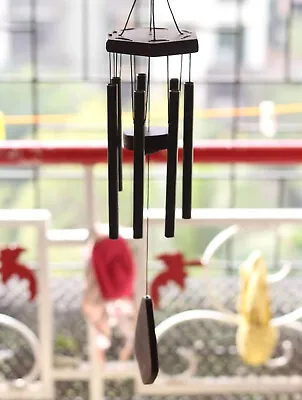 7 Pipe Black Wind Chimes For Home Positive Energy | Metal Windchimes For Balcony • $45