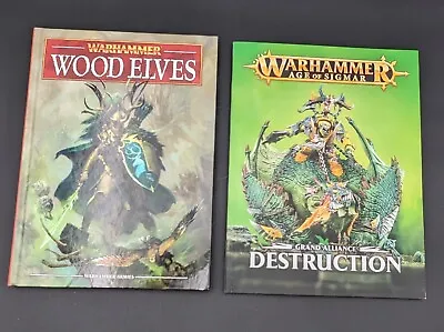 (2) Warhammer Fantasy 8th Edition Wood Elves Army Book Hardcover & Age Of Sigmar • £79.18