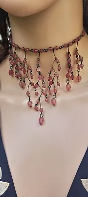 Vintage Multi Strand Pink Beaded Choker Necklace Fairycore 90's YK2  • £12