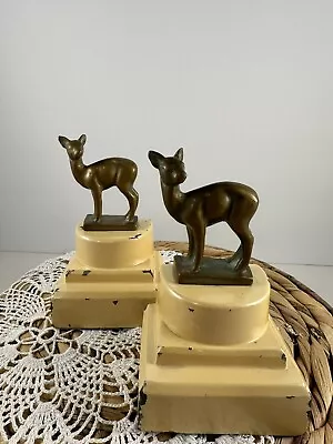 *RARE* Vintage Art Deco Fawn Deer Bookends Ca 1930 • $95